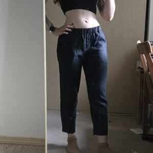 Women's White Mint Studio Linen Pull-on Pants Black Size S/M Etsy